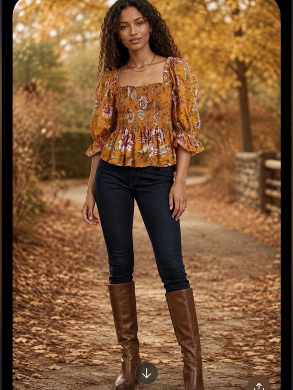 NWT Anthropologie Conditions Apply Boho Smocked Puff Sleeve Floral Top
